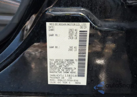 2020 Nissan Altima Sr Fwd из США, поврежденный, VIN 1N4BL4CV7LC138318